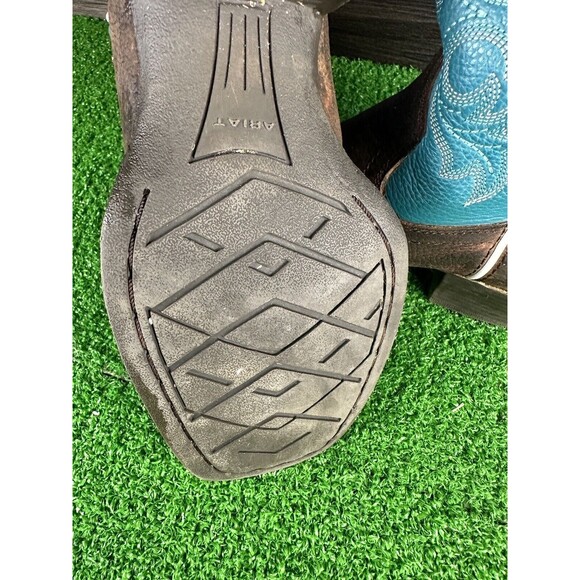 Ariat Youth Fatbaby Leather Boots, Distressed Brown Turquoise size 4 - Picture 8 of 10